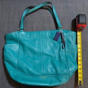 Coach green/teal Park Leather North/ South Tote